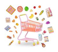 Glitter Girls - Panier d'achat GG - Jeu de chariots de supermarché à roulettes - 29+ Accessoires d'épicerie - Pizza, glace et fruits de nourriture factice - 3 ans et +