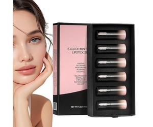 Glitter Lipstick Set, Sparkling Lip Stain, 6 Piece Waterproof 0.63x2.01 inches Gloss with Safety, Long-Lasting Matte Makeup with Comfort, Modern Beauty Design Style, Cosmetic for Women Girls Daily