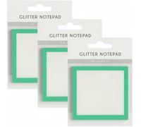 Glitter Notepad Sticky Notes, Transparent Glitter Notepads Stationery, Cute Adhesive Note Memo Pads, Small to Do List,See Through Notes, Office Supplies, 3’’ x 3’’Small Notes (3-Green)