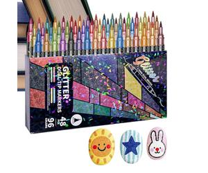 Glitter Paint Pens - Dual-End Shimmer Markers for Illustrating | Water-Based Fluid with Twin Nibs & Scintillating Pigment Kit for Crafters, Illustrators, Cousins and Students 185-210 Characters