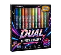 Glitter Pens 24 Colors Double-Ended Coloring Markers Glitter Coloring Pens