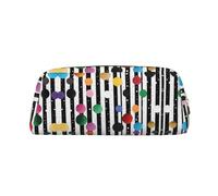 Glitter Rainbow Polka Dot Stripe Black and White Leather Zipper TriDimensional Pencil Case, Simple and Elegant, Fashion and Practical, doré, Taille unique, Cartable