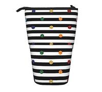 Glitter Rainbow Polka Dot Stripe Noir et Blanc Trousse à Crayons Télescopique Porte-Stylo Pochette à Crayons Télescopique Sac Papeterie, pour Bureau Scolaire, Noël2, Taille Unique, Organisateur de Sa