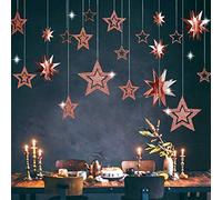 Glitter Rose Gold Star Garland Twinkle Little Star Party Decoration Bunting suspendu 3D Cutout Étoile Bannière pour l'anniversaire/baby shower/mariage/Noël/Engagement/Graduation