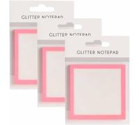 Glitter Sticky Notes, Cute Self Adhesive Note Memo Pads, Clear Notes Pastel, Small to Do List, Office Supplies (Pink)
