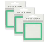 Glitter Sticky Notes, Glitter Notepad 2.0, Sparkle Sticky Notes, Cute Self Adhesive Note Memo Pads, for Journaling, Planning, Aesthetic Office School Supplies (Green,3pcs)