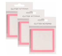 Glitter Sticky Notes, Glitter Post It Notes, Clear Post It Notes Pastel, Cute Self Adhesive Note Memo Pads, Small to Do List, Office Supplies (3PCS Pink)