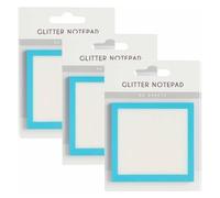 Glitter Sticky Notes, Glitter Post It Notes, Clear Post It Notes Pastel, Cute Self Adhesive Note Memo Pads, Small to Do List, Office Supplies (3PCS Blue)