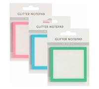 Glitter Sticky Notes, Glitter Post It Notes, Clear Post It Notes Pastel, Cute Self Adhesive Note Memo Pads, Small to Do List, Office Supplies (Blue+Green+Pink)