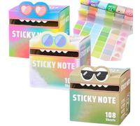 Glitter Sticky Notes in Box Dispenser with Cartoon Pattern (108 Sheets-3 set-h)