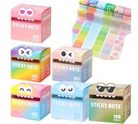 Glitter Sticky Notes in Box Dispenser with Cartoon Pattern (108 Sheets-6 set-b)