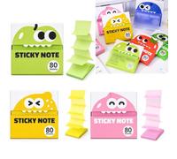 Glitter Sticky Notes in Box Dispenser with Cartoon Pattern (80 Sheets-3 set-c)