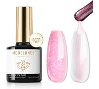 Glitter Top Coat Semi Permanent, No Wipe Pearl Effect Gel Nail Polish Top Coat Gel Polish 10ml No Wipe Finish Art Varnish Manicure Long Lasting