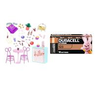 GlitterGirlsPlaysetwith60+Pieces-PatioFurnitureTable&ChairsforPlayFood&CashRegister-3Years+-GGSweetShopTerraceSet,GG57209Z,ColorisAssortis + Duracell 123 Pile lithium haute puissance 3V, lot de 10 (CR