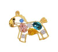 Glittering Zircon Horse Brooch Delicate Alloy Construction Trendy And Elegant Wear For Various Occasions Colorful Zircon Horse Brooch
