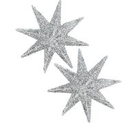 Glitterstern Silber Ø10cm 12St - Etoiles de Noël, plastique, décoration de table, couronne de l'Avent