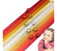 Glitz-Lucky-Star Lot de 520 feuilles de papier pailleté brillant avec dégradé de couleur | Bandes en papier étoilé sûres pour enfants, travaux manuels, travaux manuels