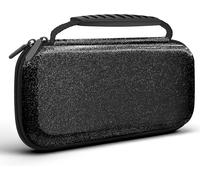 Glitzer Pochette de Transport Compatible avec Nintendo Switch & Switch OLED,Etui Rigide en EVA Con Zippée pour Accessoires,Housse de Rangement Protection pour Switch Cadeaux Filles,Noir