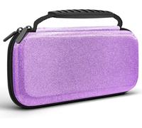 Glitzer Pochette de Transport Compatible avec Nintendo Switch & Switch OLED,Etui Rigide en EVA Con Zippée pour Accessoires,Housse de Rangement Protection pour Switch Cadeaux Filles,Violet