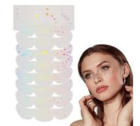 Glitzer Tattoo Set - 16 pièces de tatouages temporaires avec effet hologramme pour visage, enfants et adultes, idéal pour le carnaval, Halloween, festival, concert et maquillage de fête（10 photos）