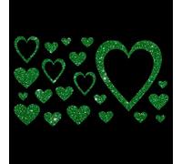 Glitzerdeals Écusson thermocollant à paillettes - Pour le carnaval - Cœurs - Pour textiles - Costume de carnaval - Motif cœur - À repasser - Vert