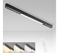 Glitzerlife Plafonnier LED Salon - Lampe de salon longue 32W Lampe de cuisine noire Moderne Dimmable avec télécommande 107CM Bureau Éclairage de la chambre à coucher