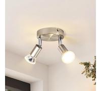 Glitzerlife Spot de Plafond LED 2 Spots Plafonnier - Plafonnier GU10 Orientable 330° Lampe Couloir Moderne Spot de Plafond Rond Métal Chrome Salon Chambre Cuisine Salle à Manger sans Ampoule