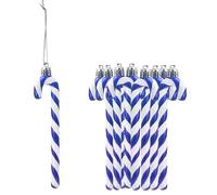 Glitzernde Zuckerstange, Décoration de sapin de Noël, plastique, sucre d'orge, décoration d'arbre, ornements suspendus pour les vacances, fête, décoration, cadeau d'invité, 12 pièces (bleu)