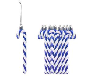 Glitzernde Zuckerstange, Décoration de sapin de Noël, plastique, sucre d'orge, décoration d'arbre, ornements suspendus pour les vacances, fête, décoration, cadeau d'invité, 12 pièces (bleu)