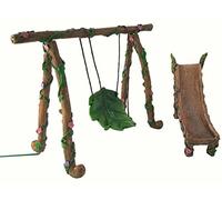 GlitZGlam Ensemble Balançoire et Toboggan Miniature pour Nain et Fée - Accessoire Jardin Féerique