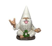 GlitZGlam « George », Nain Rocker avec Grenouille Zen - Figurine Féerique De Jardin Alliant Calme Et Rock ’n’ Roll