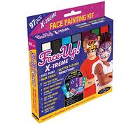 GlitZGlam Kit de peinture pour le visage XL original - Face-UP: 97 pièces, 3 en 1 : peinture pour le visage, tatouages à paillettes, strass et craie pour les cheveux. (Face Up Extreme)