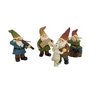 GlitZGlam La fête des Nains Joyeux dansants ! - Un Ensemble de 4 pièces de Nains de Jardin Musiciens pour Le Jardin Miniature enchanté