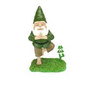 GlitZGlam Nain Zen et Nain Grenouille - Pose de l'arbre- la tranquillité et la sérénité pour Votre Jardin de fées et Vos Nains de Jardin Un Nain de Jardin Miniature Grand Format de 28 cm de Haut