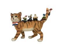 GlitZGlam Patrick Le Chat Patriotique Miniature et Les Nains Joyeux - Une Figurine de Nain de Jardin enchanté