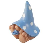 GlitZGlam Toby Bébé Nain Miniature - Le Bébé Nain avec Le Chapeau Bleu à Pois pour Jardin Féerique - Baby GNOME