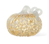 Glitzhome Citrouille en Verre soufflé à la Main 15,2 cm D Automne Pois Ambre Rond en Verre Gourde Plateau de Table décoration d'intérieur