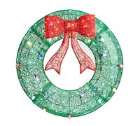 Glitzhome Couronne de Noël lumineuse 3D en maille décorative de 90,2 cm de hauteur avec ampoules colorées et 130 lumières LED