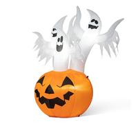 Glitzhome Décoration Gonflable d'halloween de 1,8 m, 3 fantômes dans Une Lanterne Jack-O-Lantern avec lumières, décoration de Cour Gonflable pour pelouse, Jardin, fête