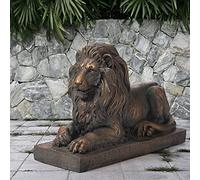 Glitzhome GH20388 Statue de Jardin Lion Gardien Décoration d'extérieur Bronze 55,2 x 38,7 cm