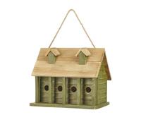 Glitzhome Nichoir surdimensionné à Suspendre pour l'extérieur | Mangeoire à Oiseaux en Bois Massif Blanc Vieilli de Style Villa, décoration de Jardin Rustique pour terrasse et Cour