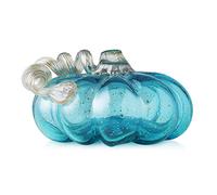Glitzhome souflé à la main Bleu Paillettes Accent de table en forme de citrouille en verre pour automne et Harvest Thanksgiving Décoration 4.92 Inch bleu