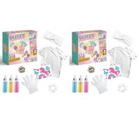 GLITZY, Coffret Spray on Tie & Dye, Loisirs Créatifs,Création de Ses Propres Accessoires en Tie & Dye, 1 Tee-Shirt 1 Chouchou et 1 Bandeau Blancs,3 Sprays de Colorant et Accessoires,Dès 6 Ans, Gly02