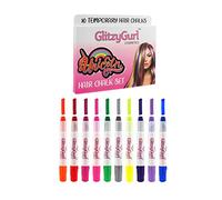 GlitzyGurl Deluxe Hair Chalk Set, 10 x fantastiques teintures capillaires temporaires non toxiques faciles à laver pour les filles