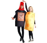 Glixoft 2 Pièces Costume De Vin Rouge De Fromage Combinaison De Jeu De Rôle Hilarant Costume De Couple Tout-en-Un Costume Adulte pour Déguisement De Carnaval Cosplay