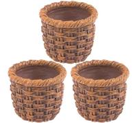 Glixoft 3 Pièces Panier Miniature 1:12 Maison De Poupée Vide Mini Paniers en Osier Mignon Dollhous Panier Tissé À Main Miniature Panier en Bambou