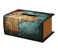 Glixoft Boîte À Mouchoirs De Livre De Simulation, Boîte À Mouchoirs en Bois, Boîte De Rangement De Serviettes De Carte du Monde en Forme De Livre, Boîte À Serviettes, Étui À Mouchoirs en Cuir