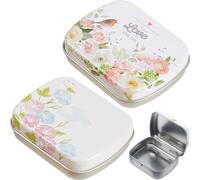 Glixoft Boîtes Alimentaires en Métal avec Couvercles À Charnière, Petites Boîtes Rectangulaires Vides, Bocaux De, Jolis Conteneurs De Stockage pour Pilules Bonbons, 2 Pièces