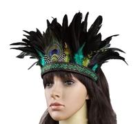 Glixoft Couronne De Plumes Indiennes, Bandeau en Plumes De Paon, Coiffure Amérindienne, Couvre-Chef De Chef Indien pour Fête De Carnaval d'halloween