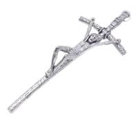 Glixoft Décor Mural Crucifix, Croix Murale Suspendue, Sculpture De Jésus en Argent, Décoration D'église Religieuse pour Thanksgiving Noël
